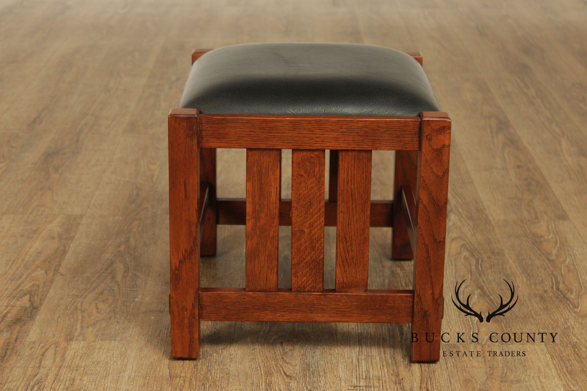 Stickley Mission Collection Oak Bow Arm Morris Chair and Ottoman