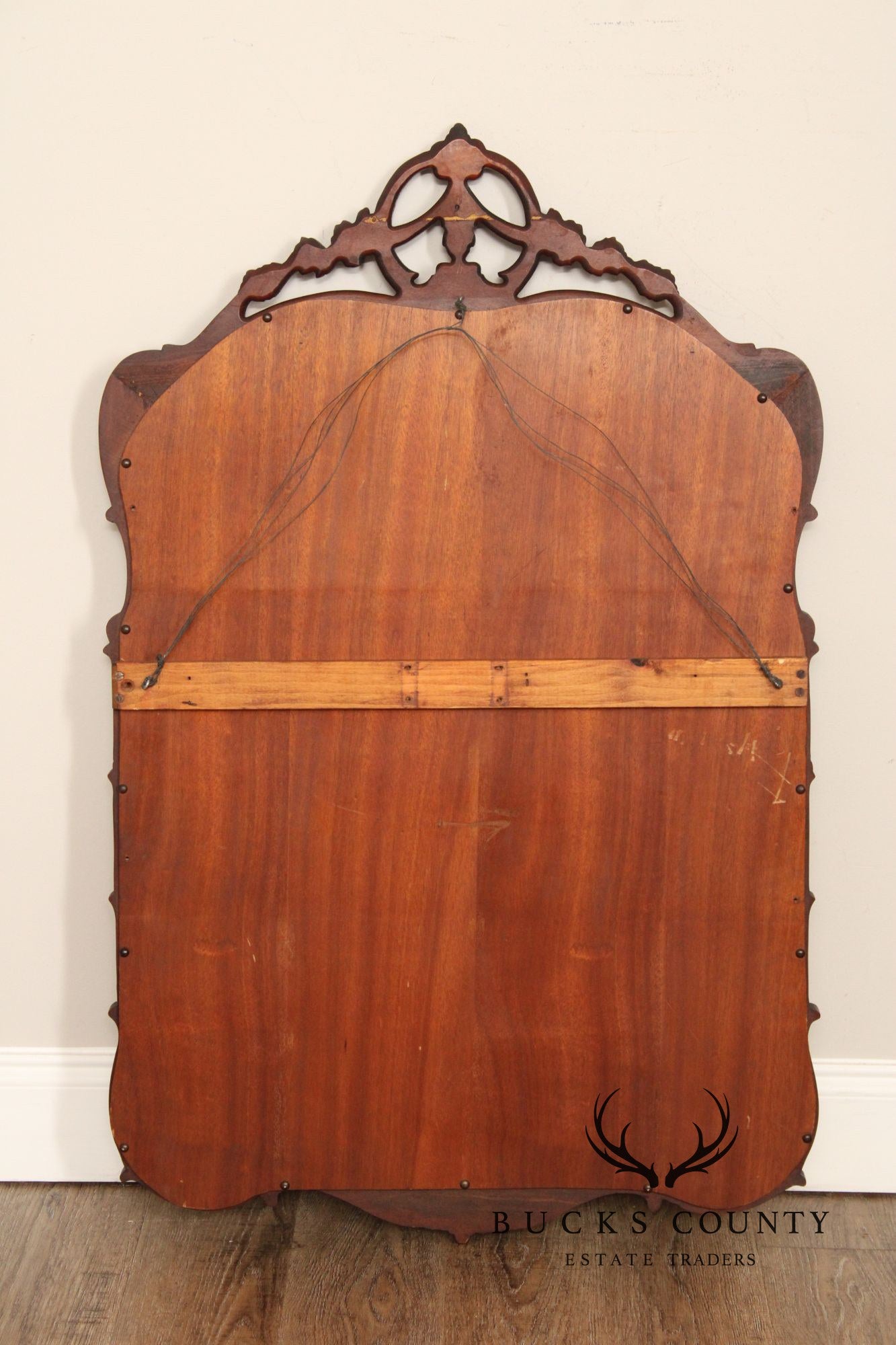 1940's Vintage French Style Carved Mahogany Wall Mirror
