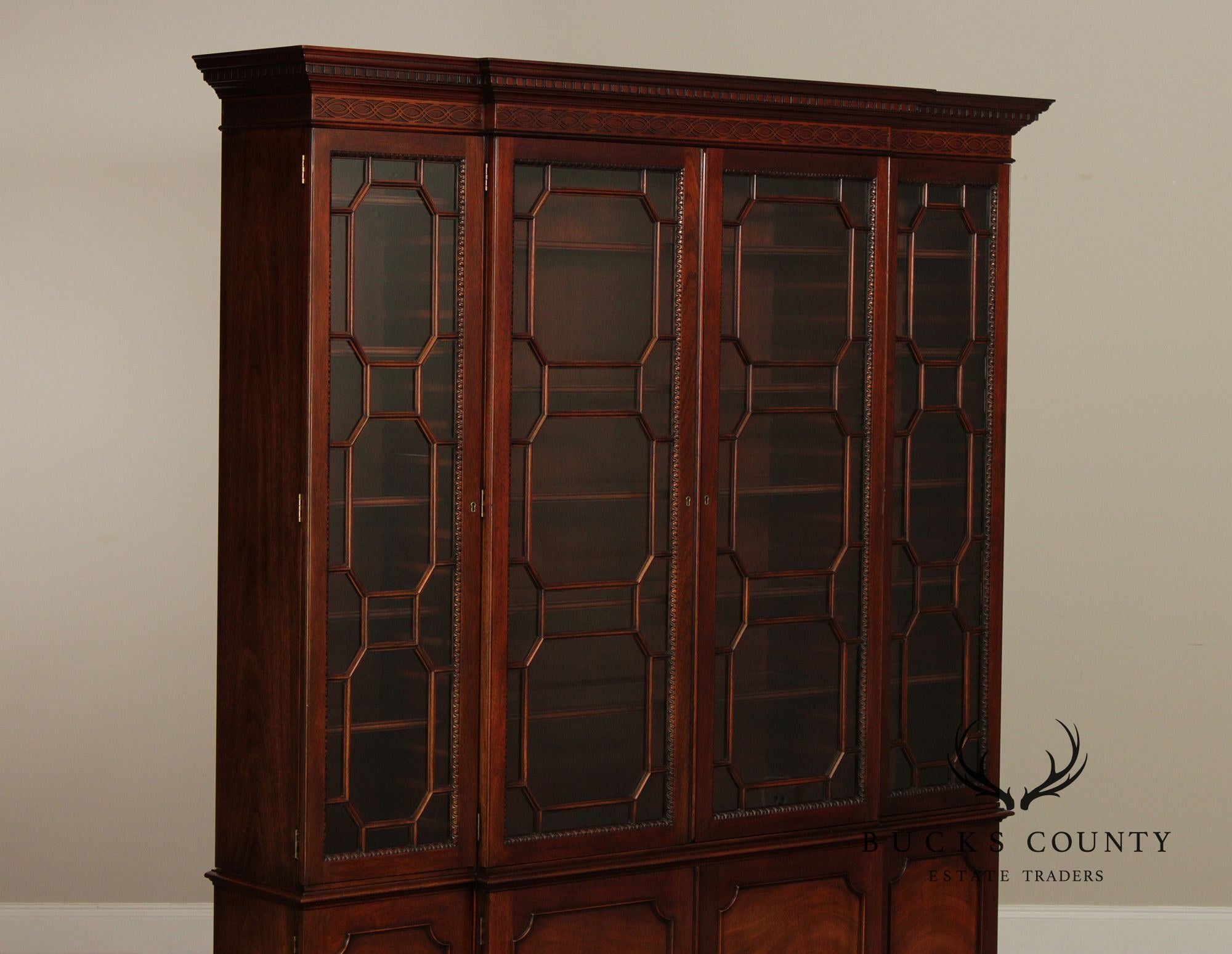 Kindel Georgian Style Mahogany Bookcase Breakfront