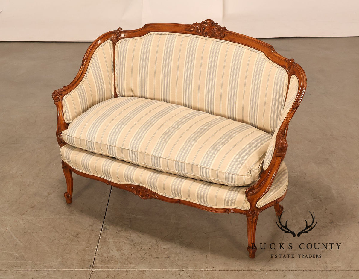 French Louis XV Style Carved Loveseat Settee