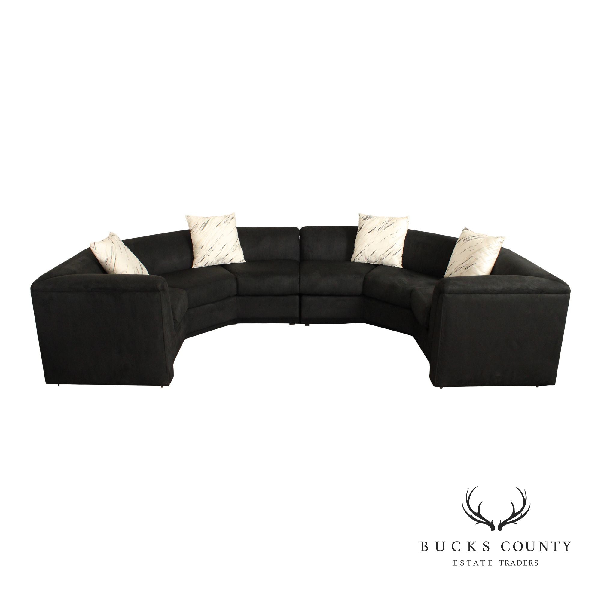 Postmodern Curved Black Sectional Sofa