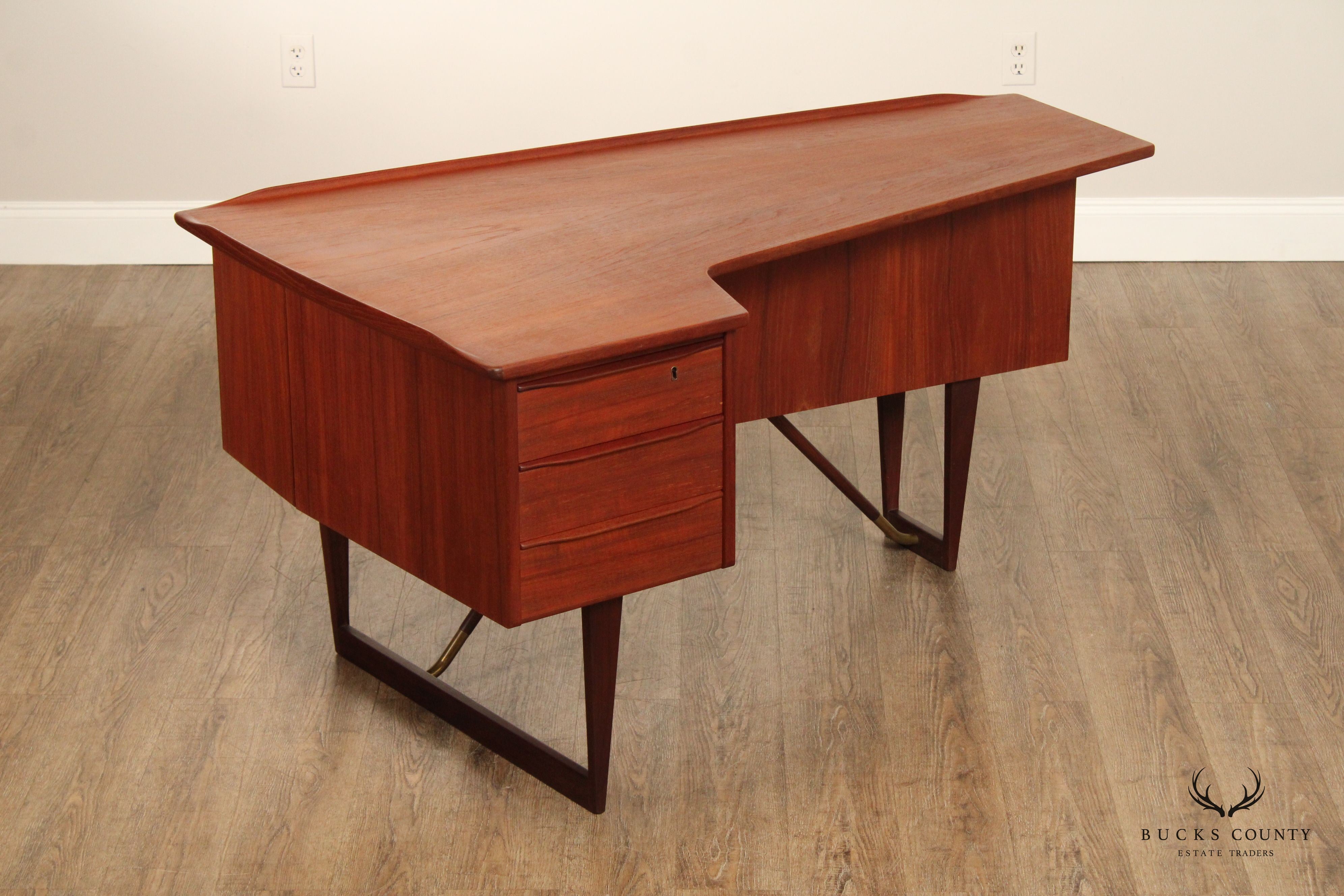 Peter Lovig Nielsen Danish Modern Teak “Boomerang” Desk