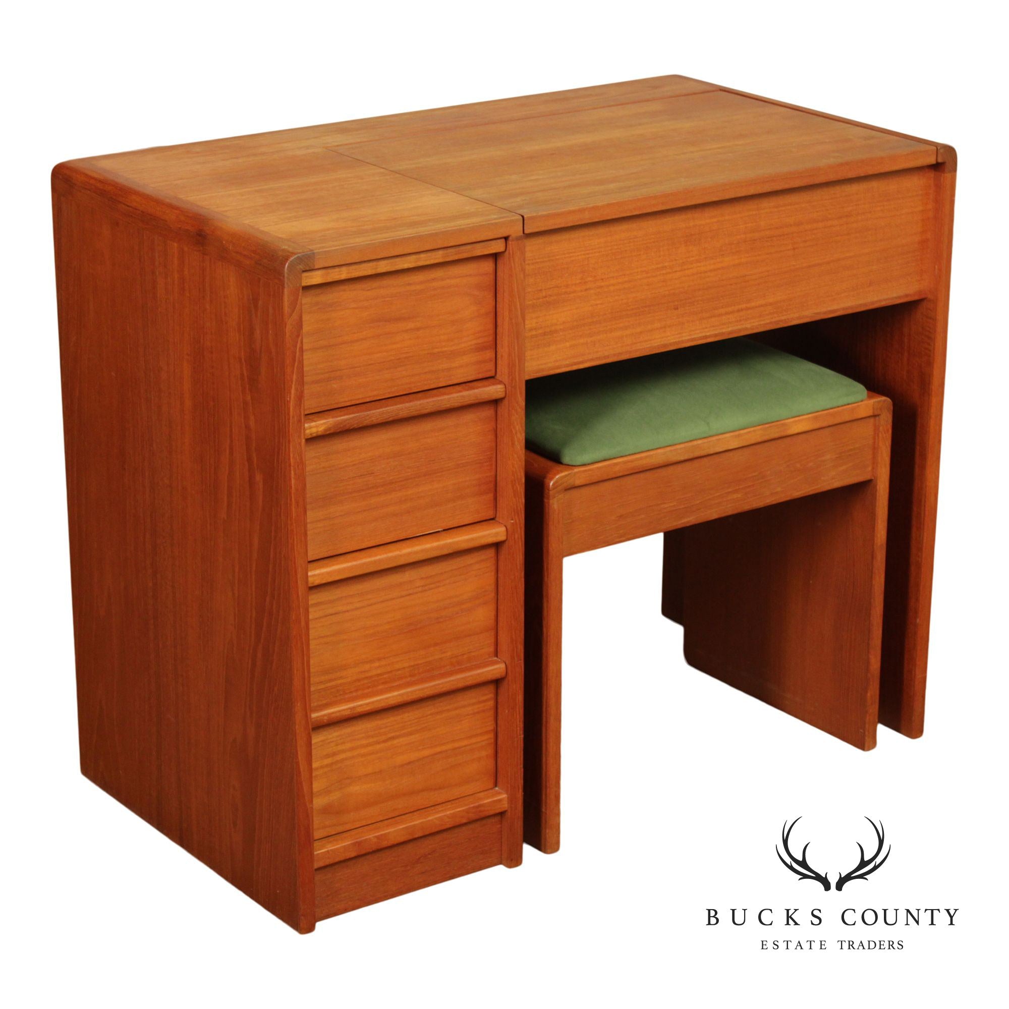 Schreiber’s Møbelfabrik Mid Century Danish Teak Vanity With Bench