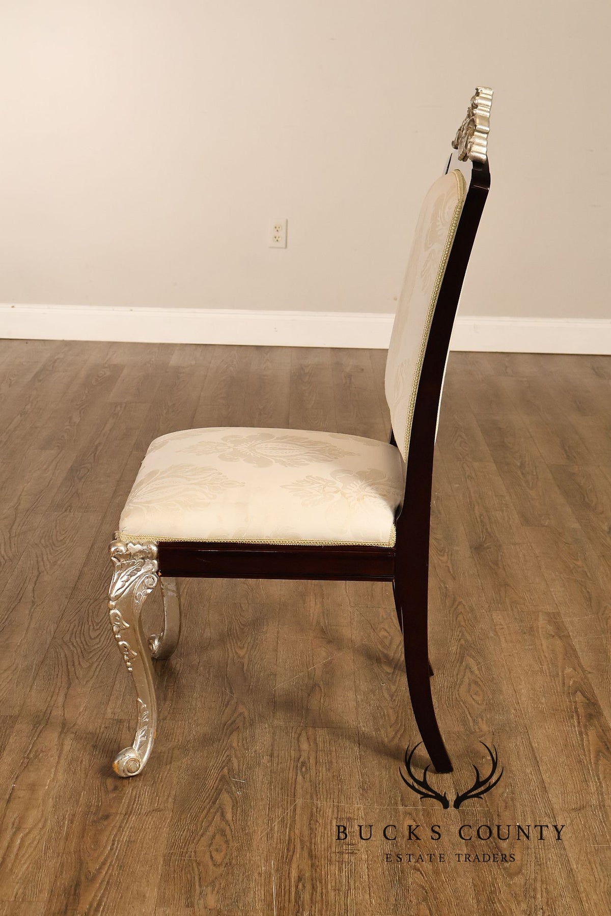 Rococo Style Set of Four Silver Gilt Dining Chairs