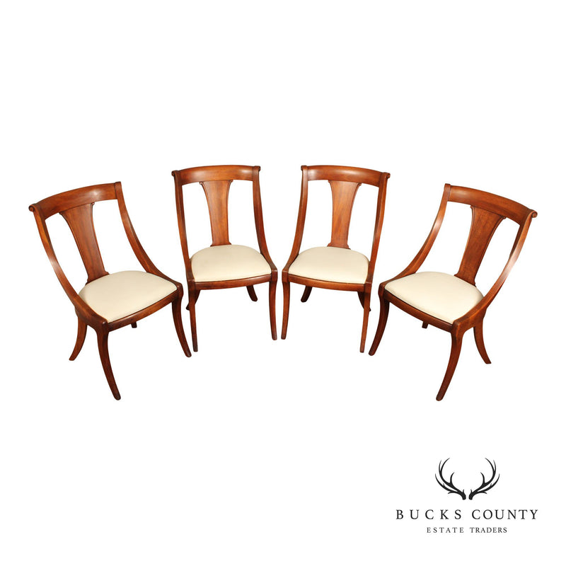 Empire Style Set of Four Mahogany Gondola Dining Chairs