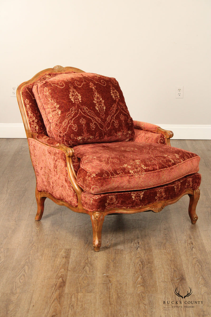 WESLEY HALL FRENCH LOUIS XV STYLE WIDE SEAT BERGERE LOUNGE CHAIR