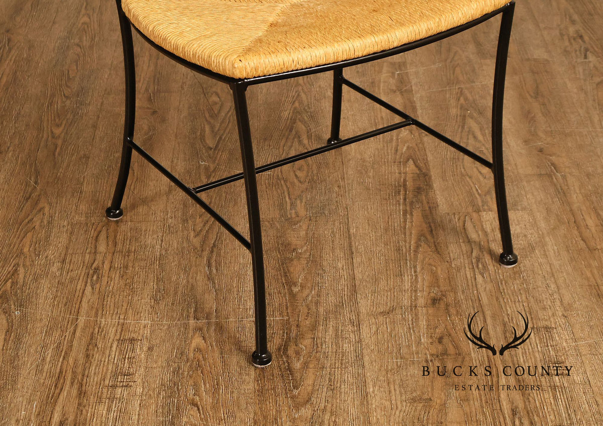 Charleston Forge Set of Four Rush Seat Ladderback Iron Dining Chairs
