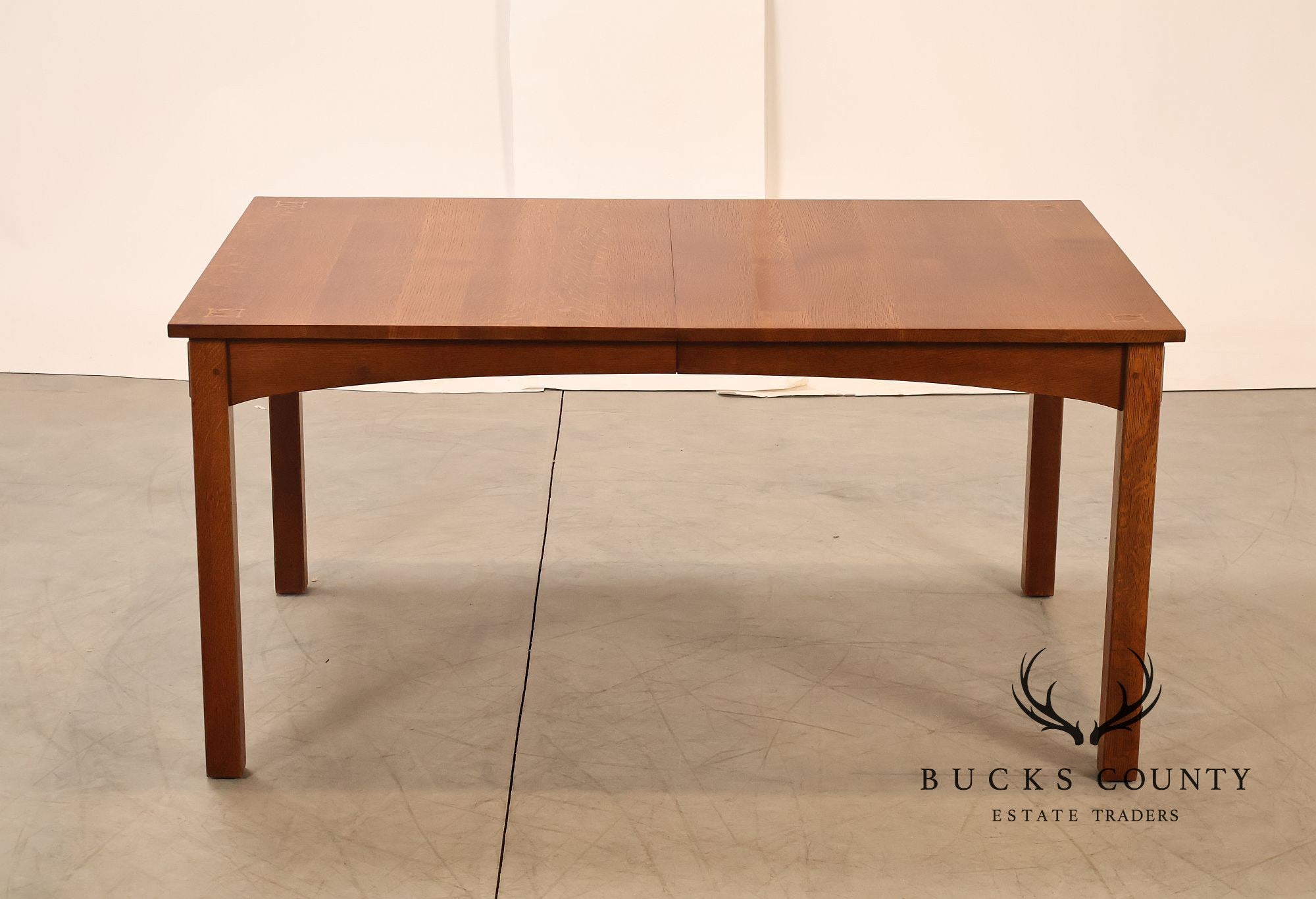 Stickley Mission Collection Harvey Ellis Inlaid Oak Extendable Dining Table