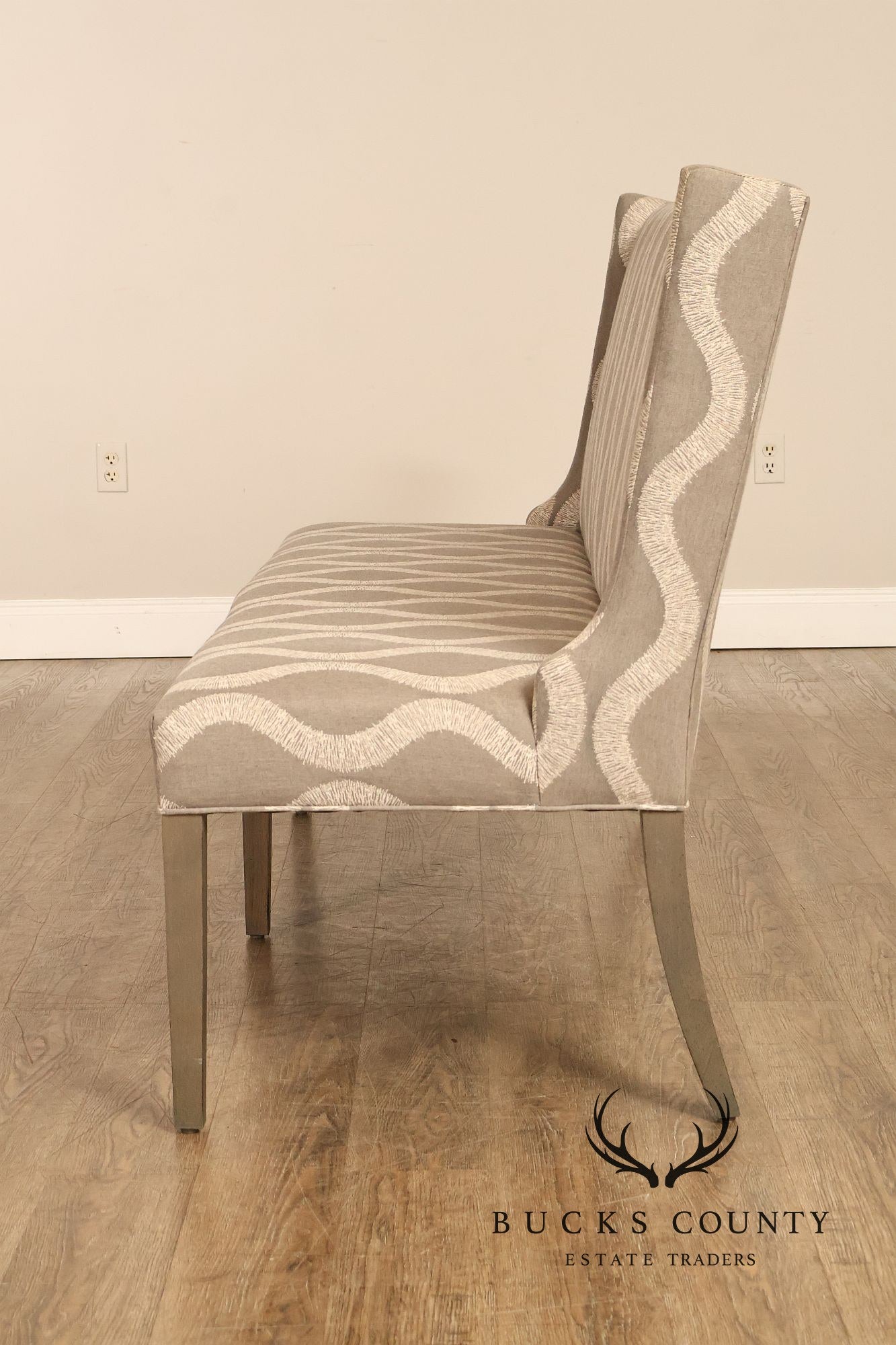 Bassett Brooke Collection Wing Back Banquette Geometric Upholstered Bench