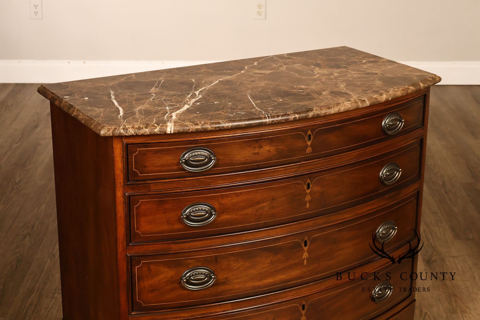 Drexel Heritage Covington Park Pair Of Mahogany Marble Top Bachelor Chests