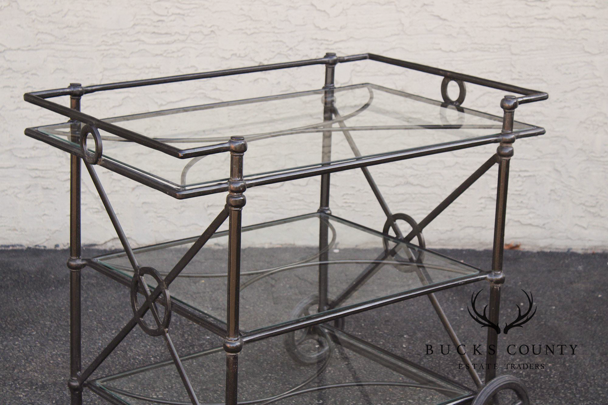 Woodard Delphi Three-Tier Patio Serving Bar Cart