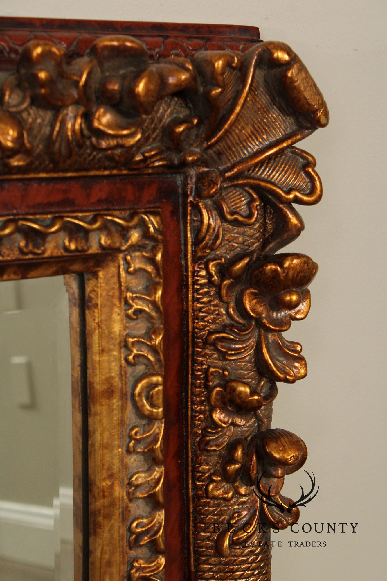 Italian Rococo Style Partial Gilt Carved Frame Wall Mirror