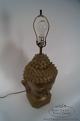 Vintage Pair of Mid Century Buddha Head Lamps by Plasto Co.