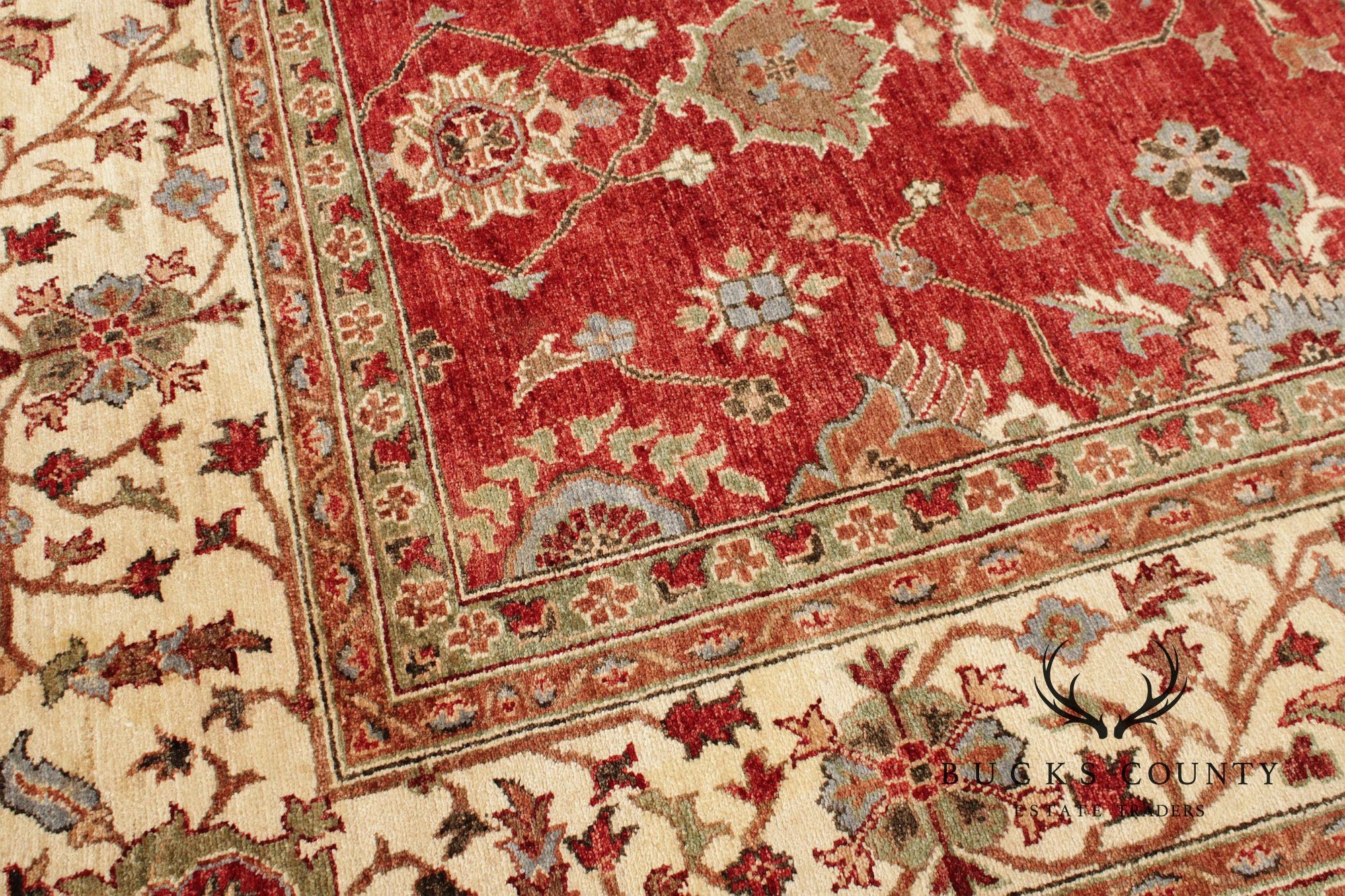 Persian Heriz Style Wool Area Rug With Red Field 8'x10'