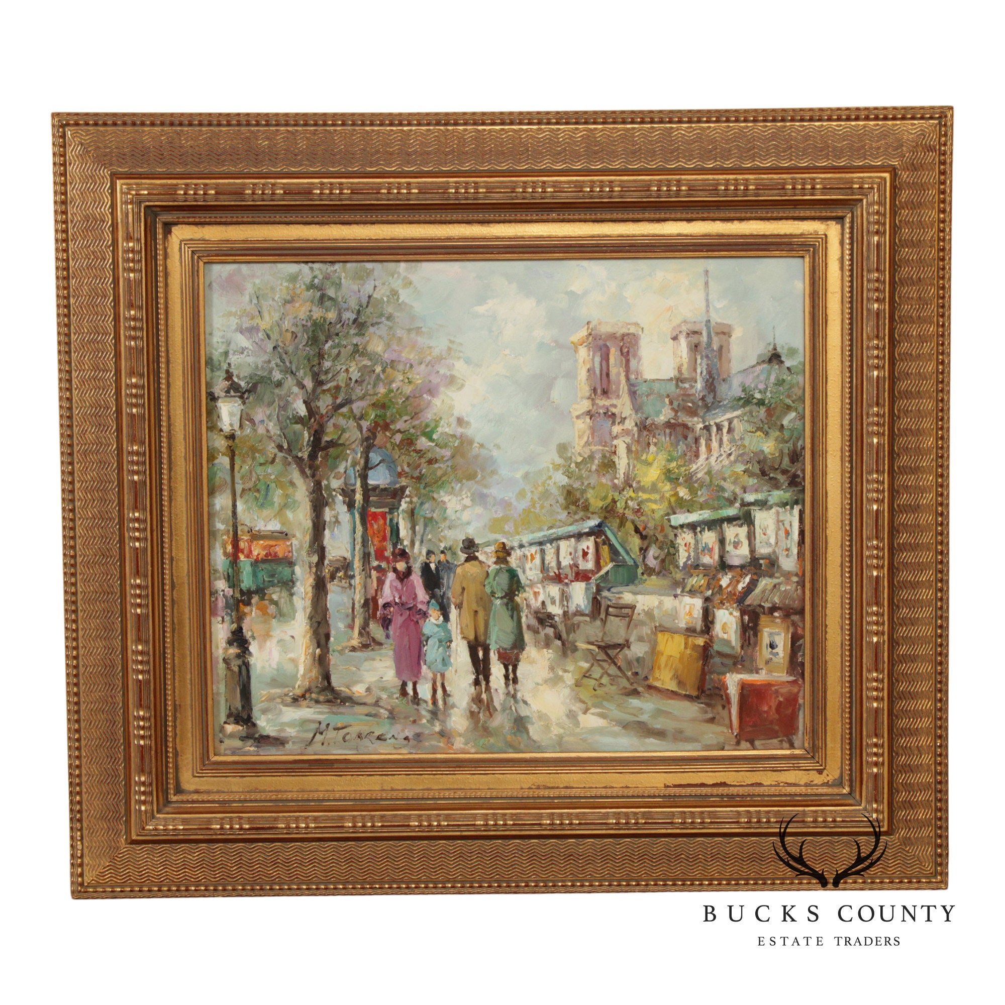 Montserrat Torrens Impressionist Style Oil Painting, French Street Scene