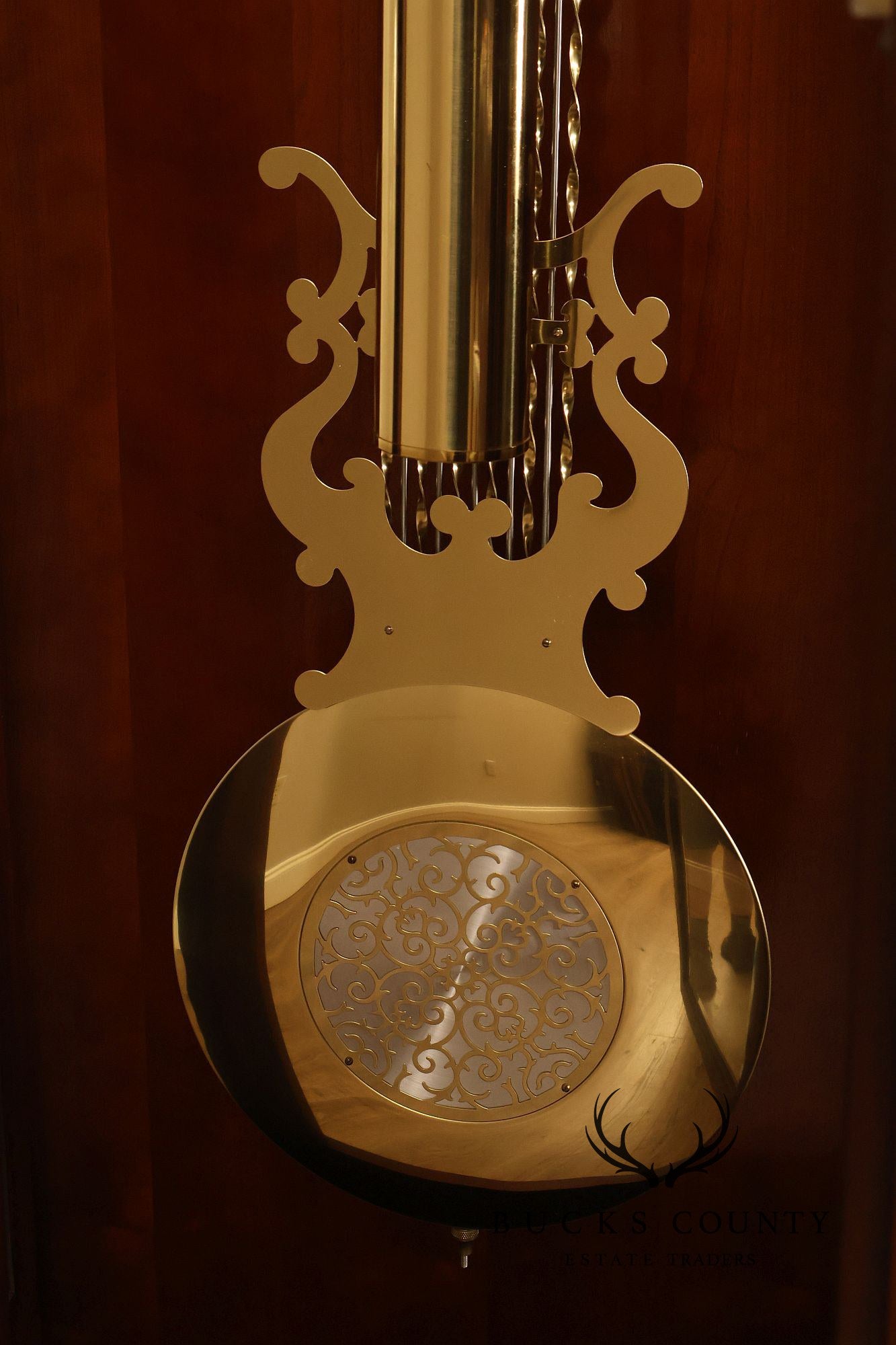 Sligh Mahogany Grandfather Clock With Moon Dial And Triple Chime Movement