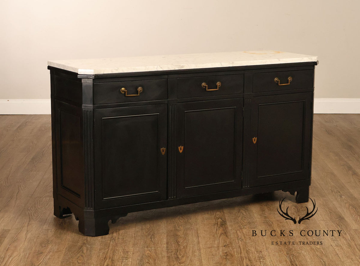 Baker Furniture Marble Top Sideboard Cabinet