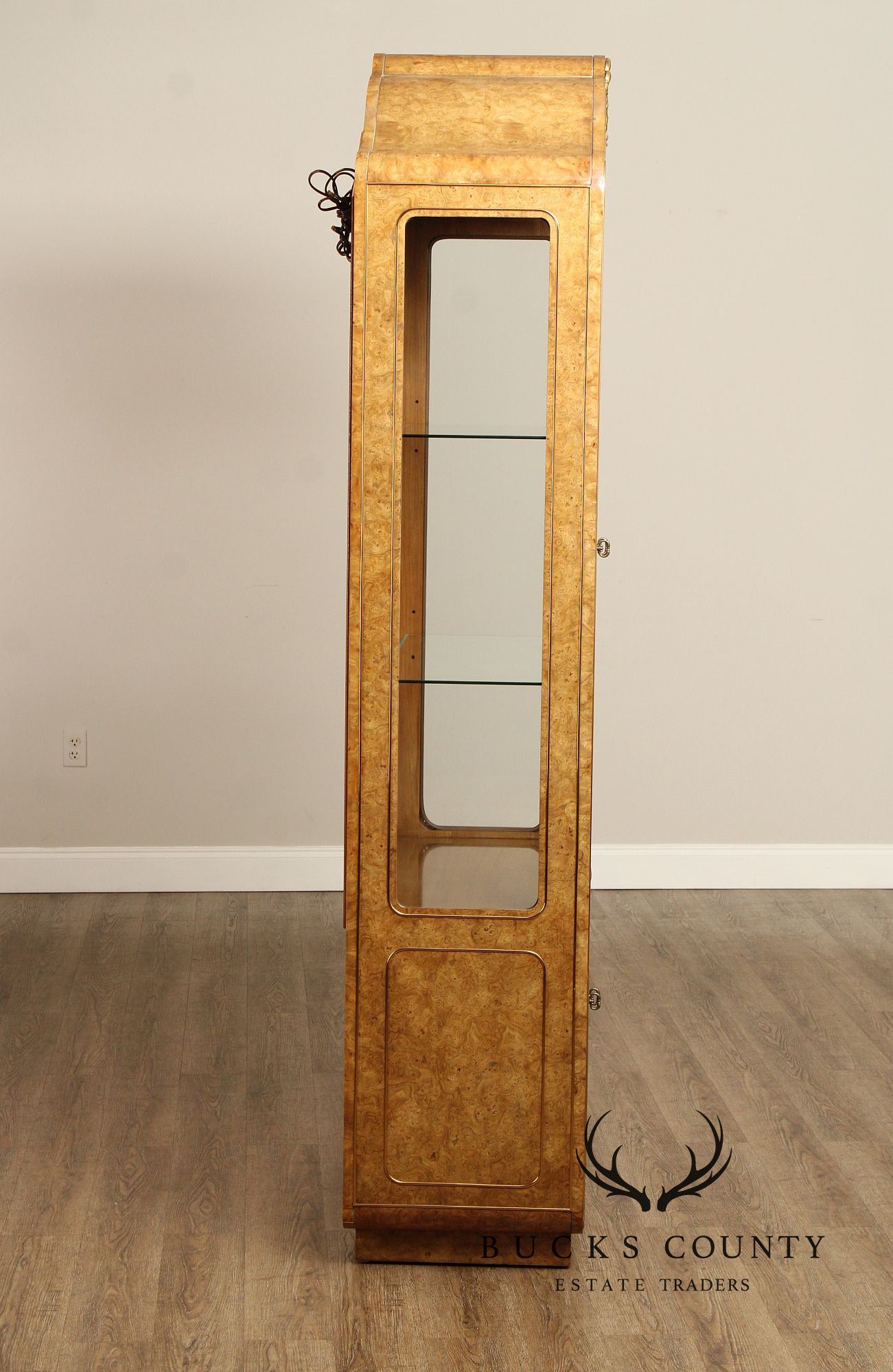 Mastercraft French Style Burl Wood Display Cabinet