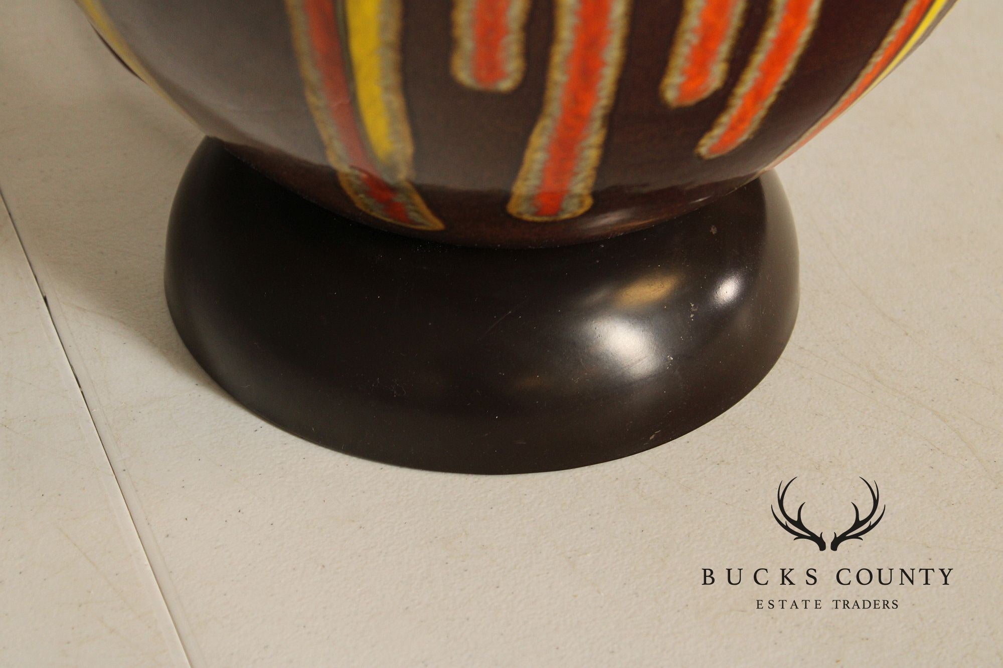 Mid Century Modern Pair of Drip Glazed Porcelain Table Lamps