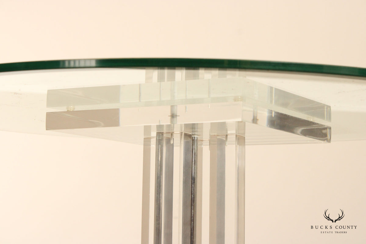 Postmodern Round Lucite Pedestal Center Table