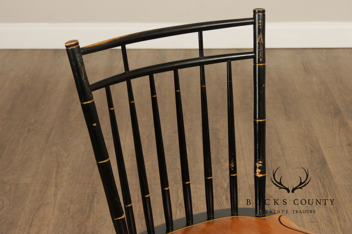 L. Hitchcock Set of Four Ebonized Birdcage Chairs