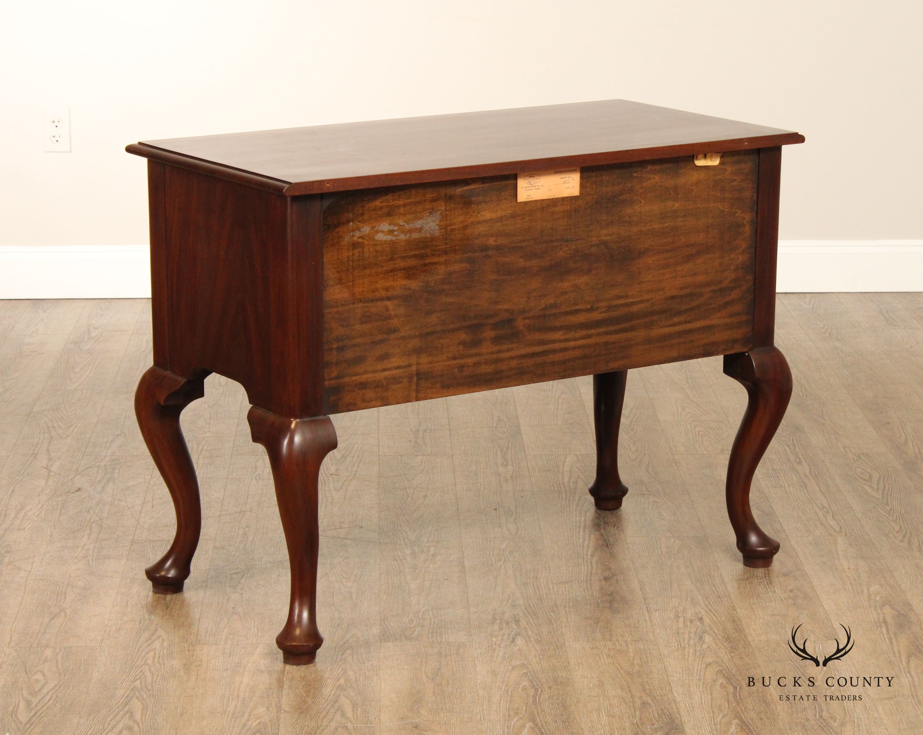 Henkel Harris Queen Anne Style Mahogany Lowboy Chest