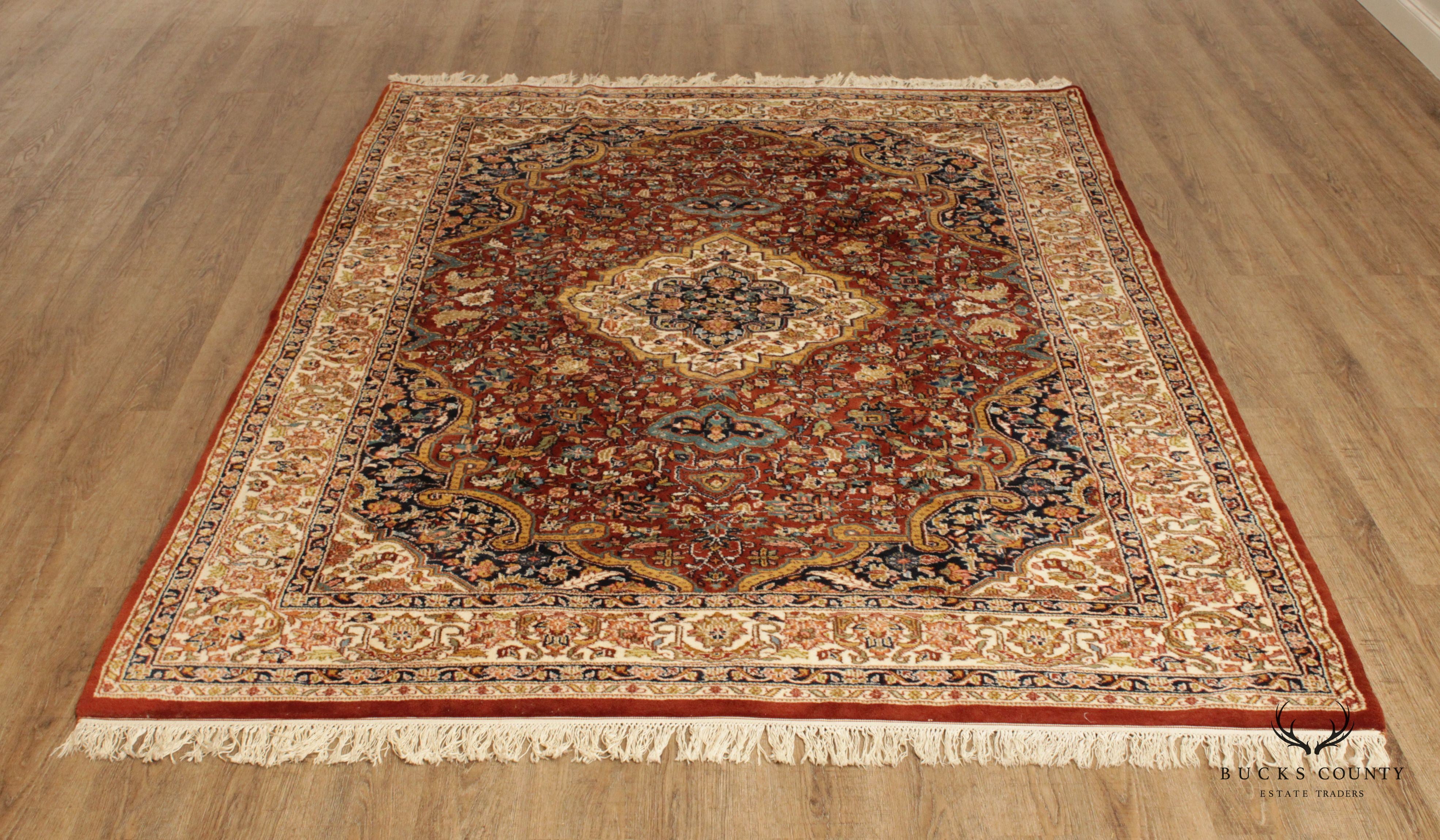 Persian Isfahan Wool Area Rug, 9' x 6'