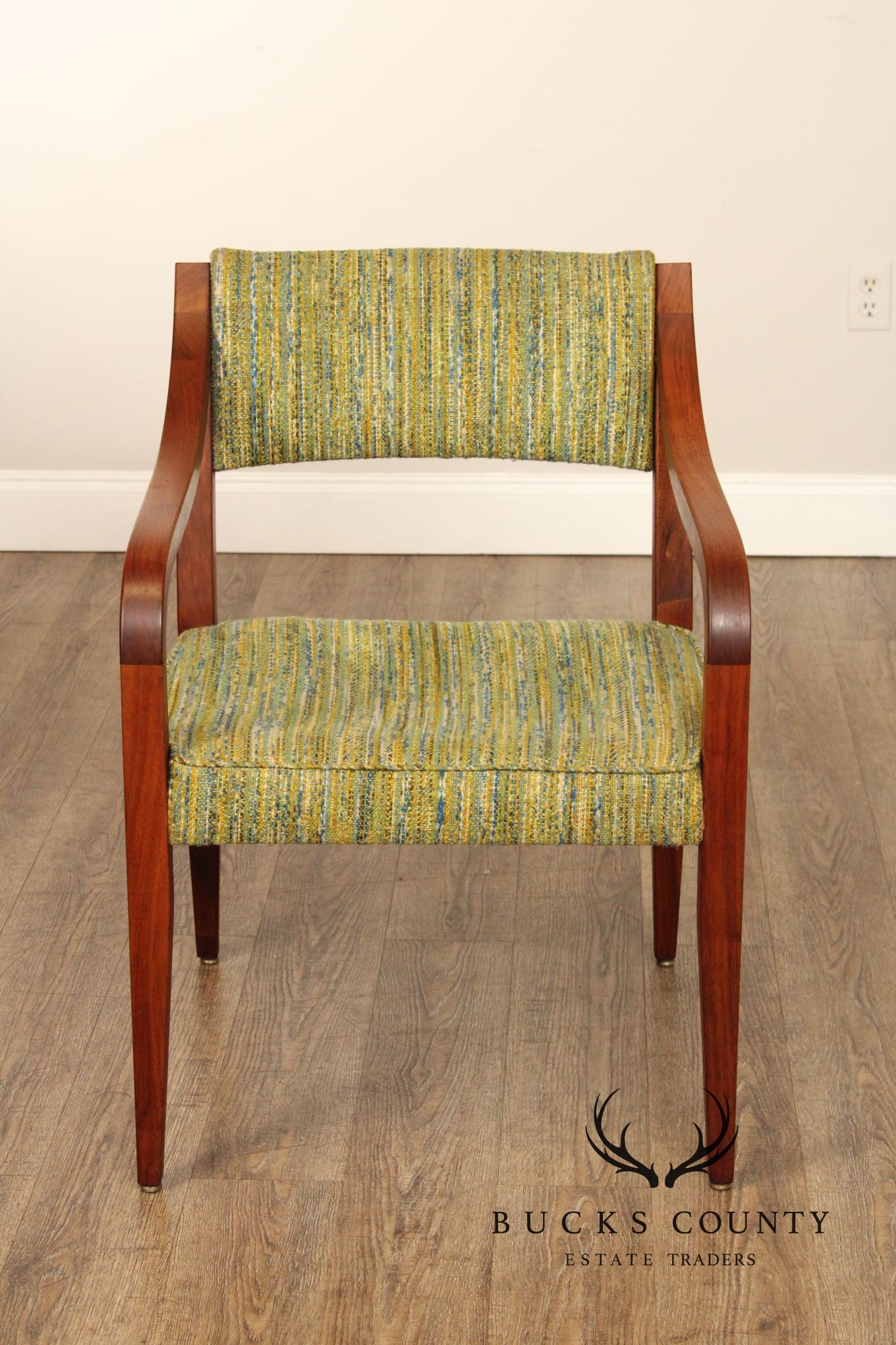 Mid Century Modern Pair of Walnut Frame Armchairs