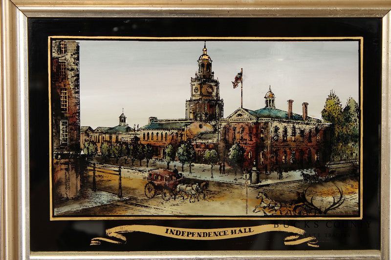 Independence Hall Reverse Painted Trumeau Mirror