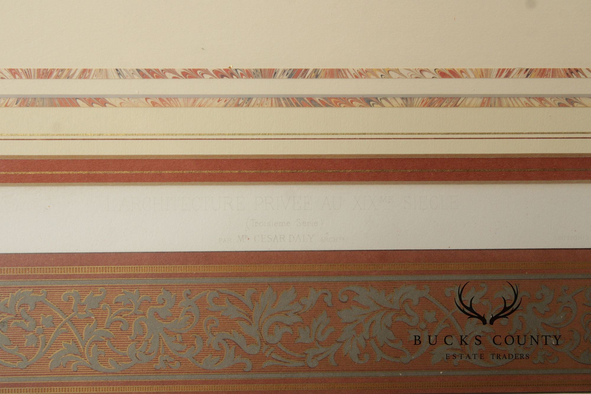 Framed Lithograph of Victorian Wallpaper Borders