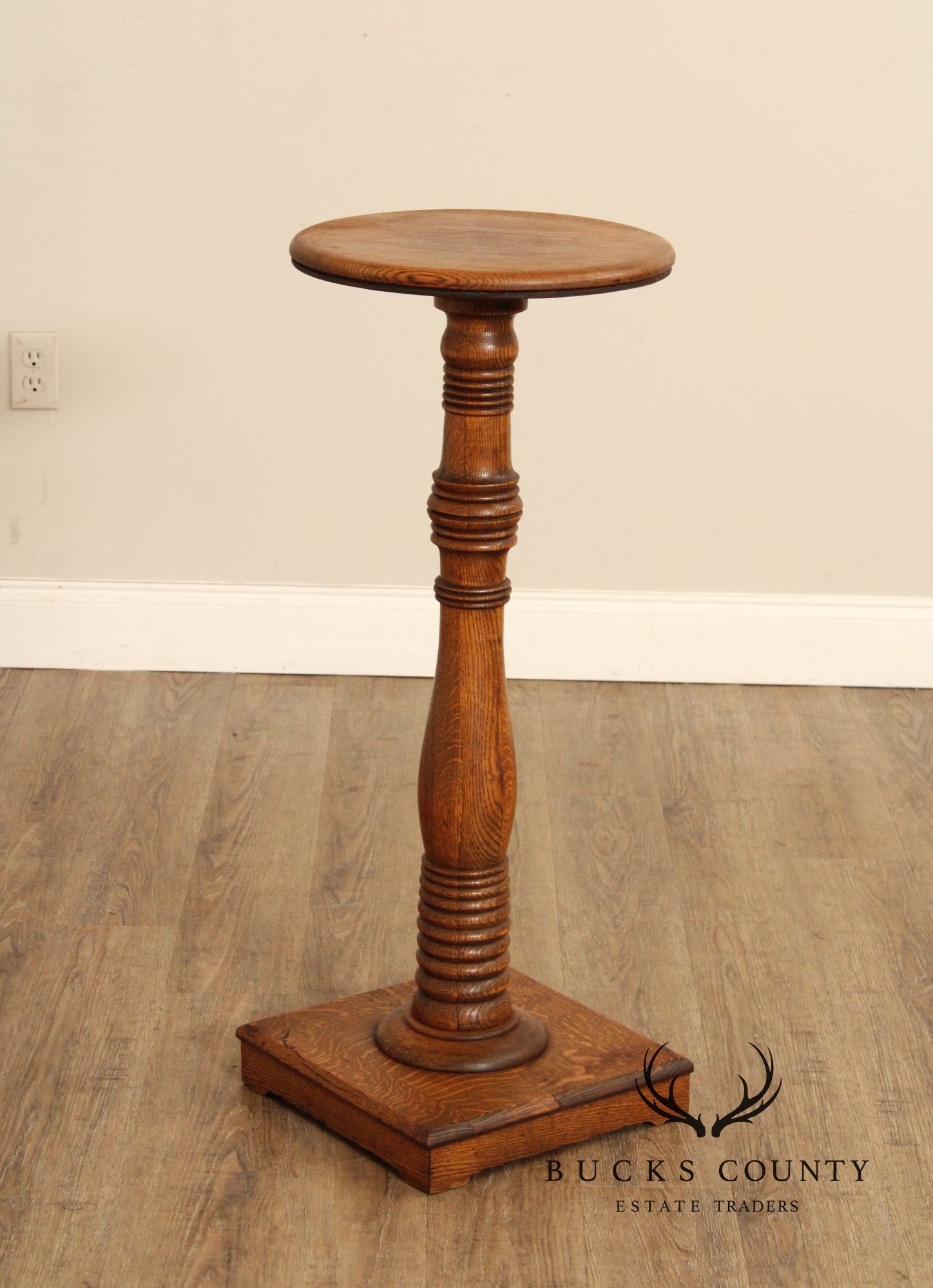 Antique Turned Oak Pedestal Plant Stand
