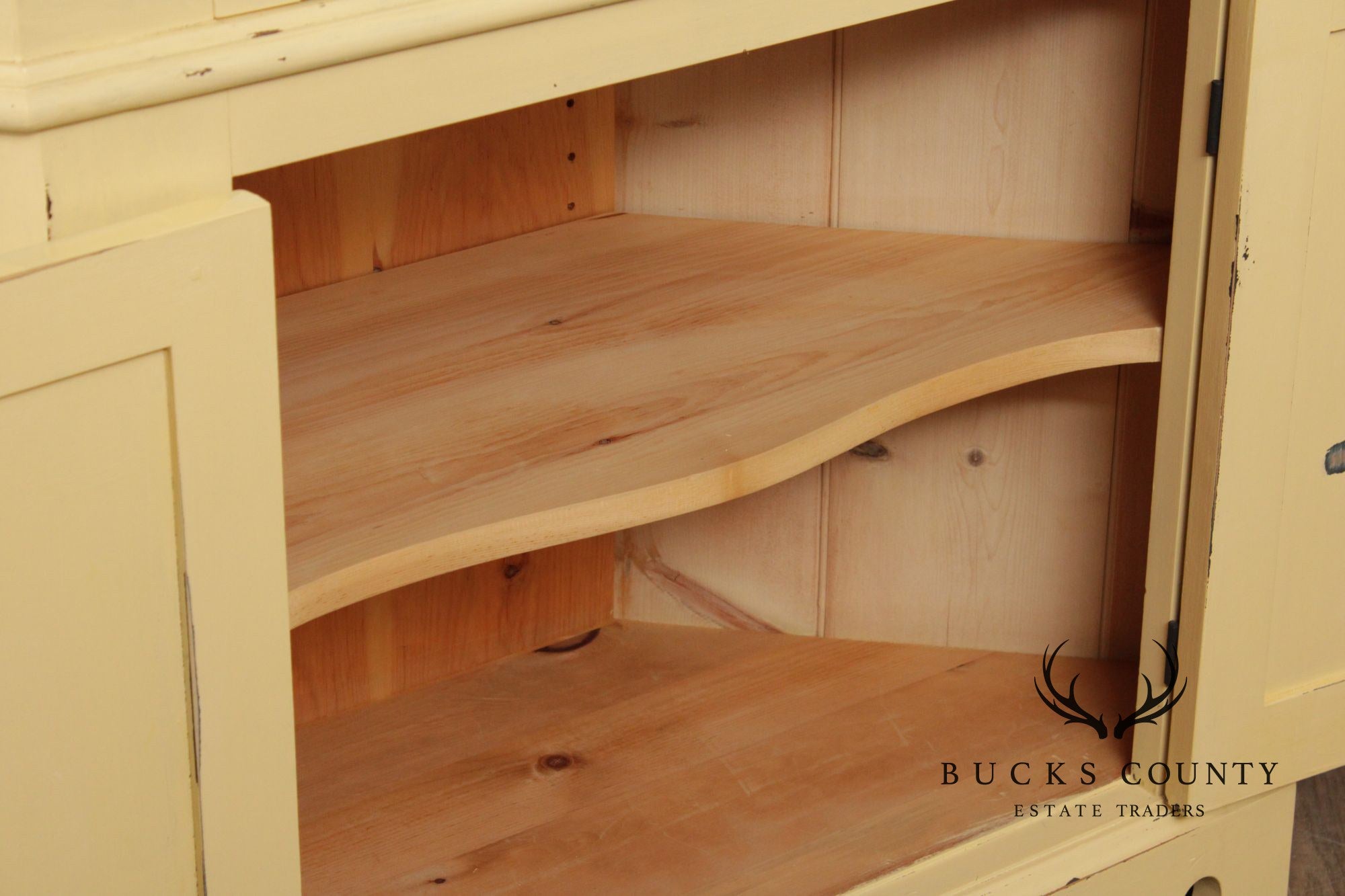K. Alan Styer Benchmade Cream Painted Pine Corner Cupboard