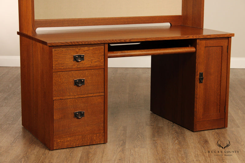 Stickley Mission Collection Oak Executive Desk with Hutch
