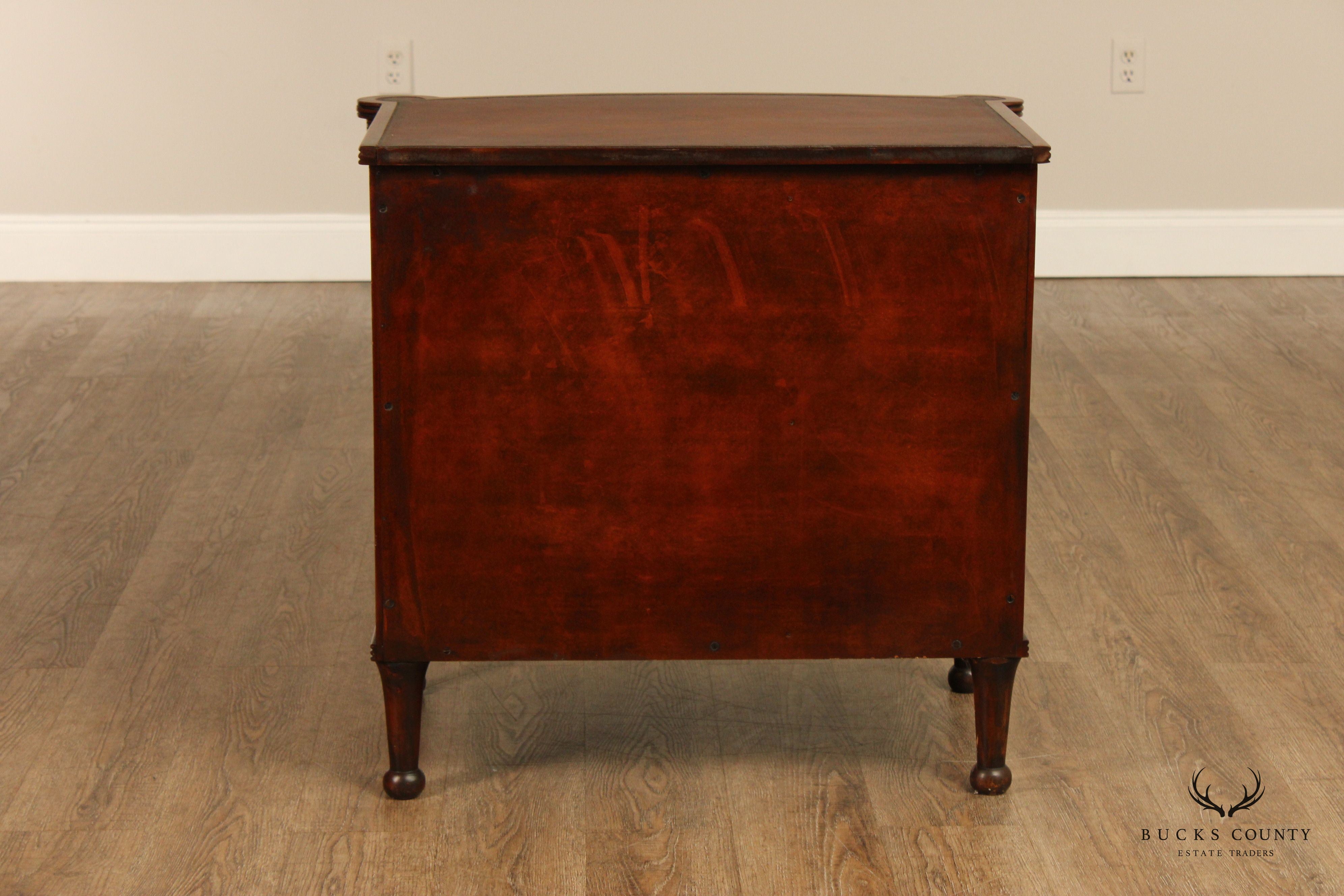 English Traditional Regency Style Mahogany And Leather Nightstand Chest