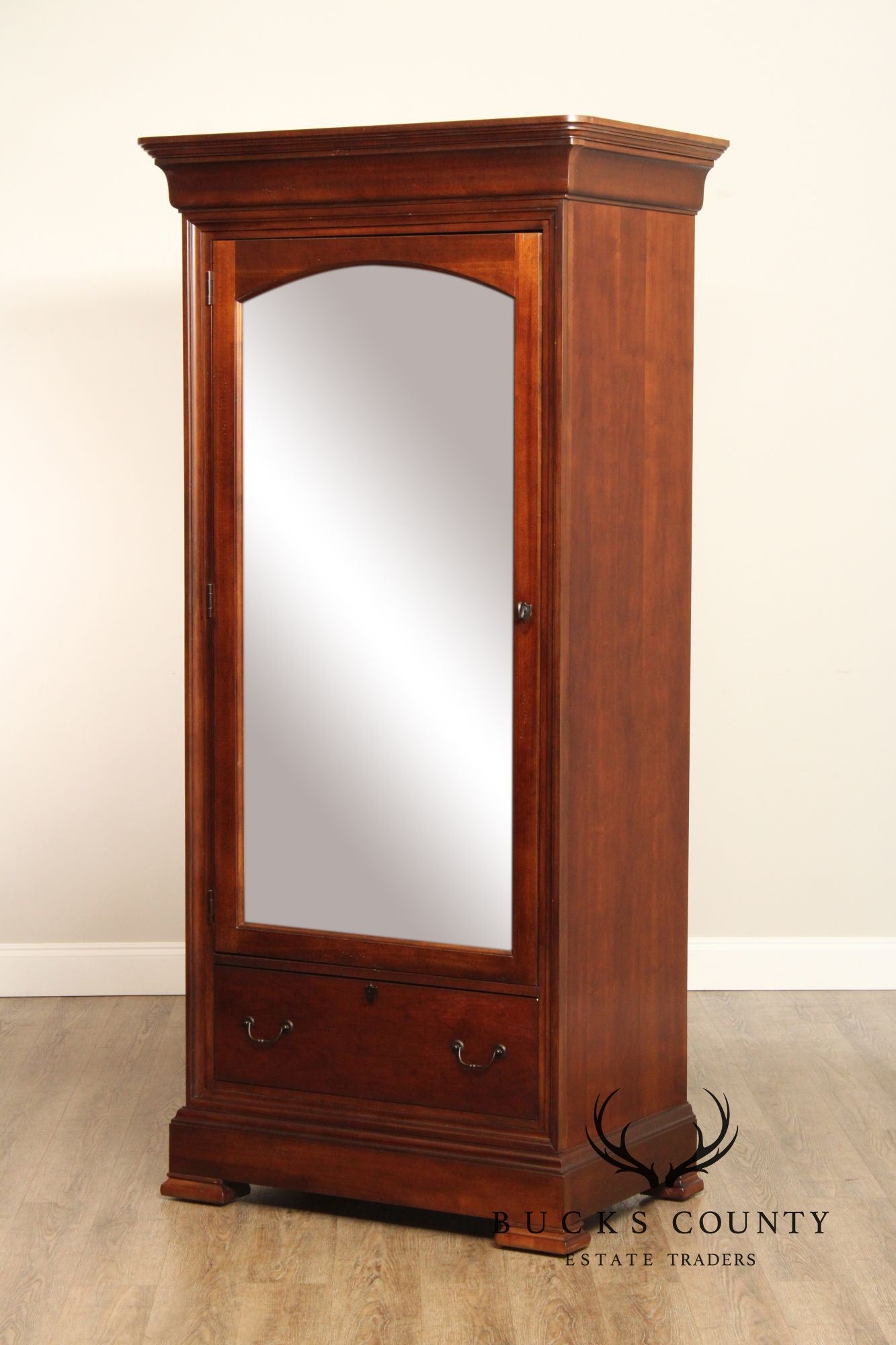 Thomasville Louis Phillipe Style Cherry Mirror Door Wardrobe Armoire Cabinet