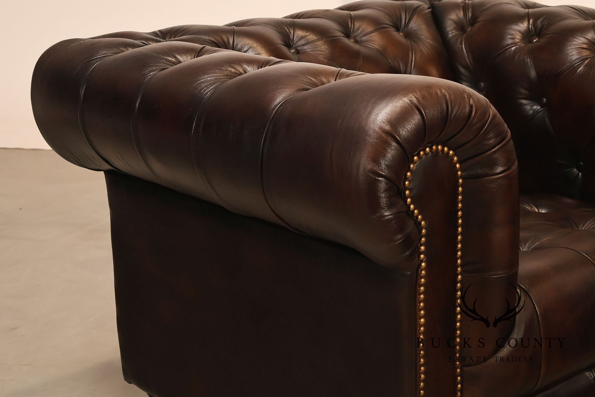 Chesterfield Style Dark Brown Tufted Leather Club Chair