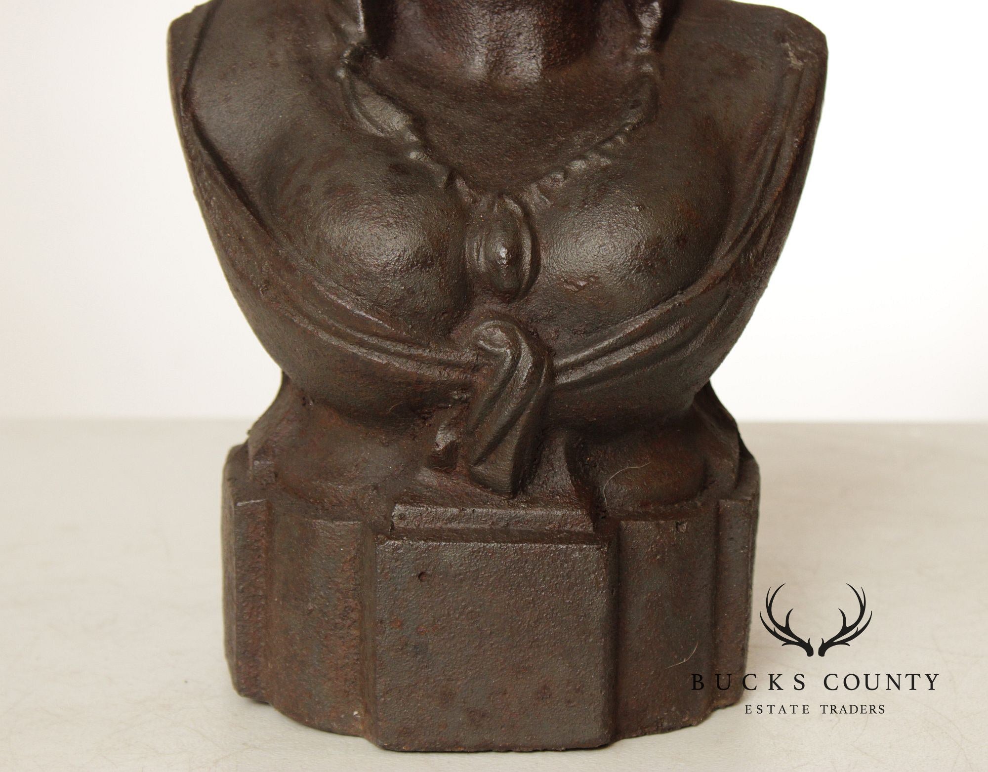 Antique Cast Iron Victorian Maiden's Bust Statue