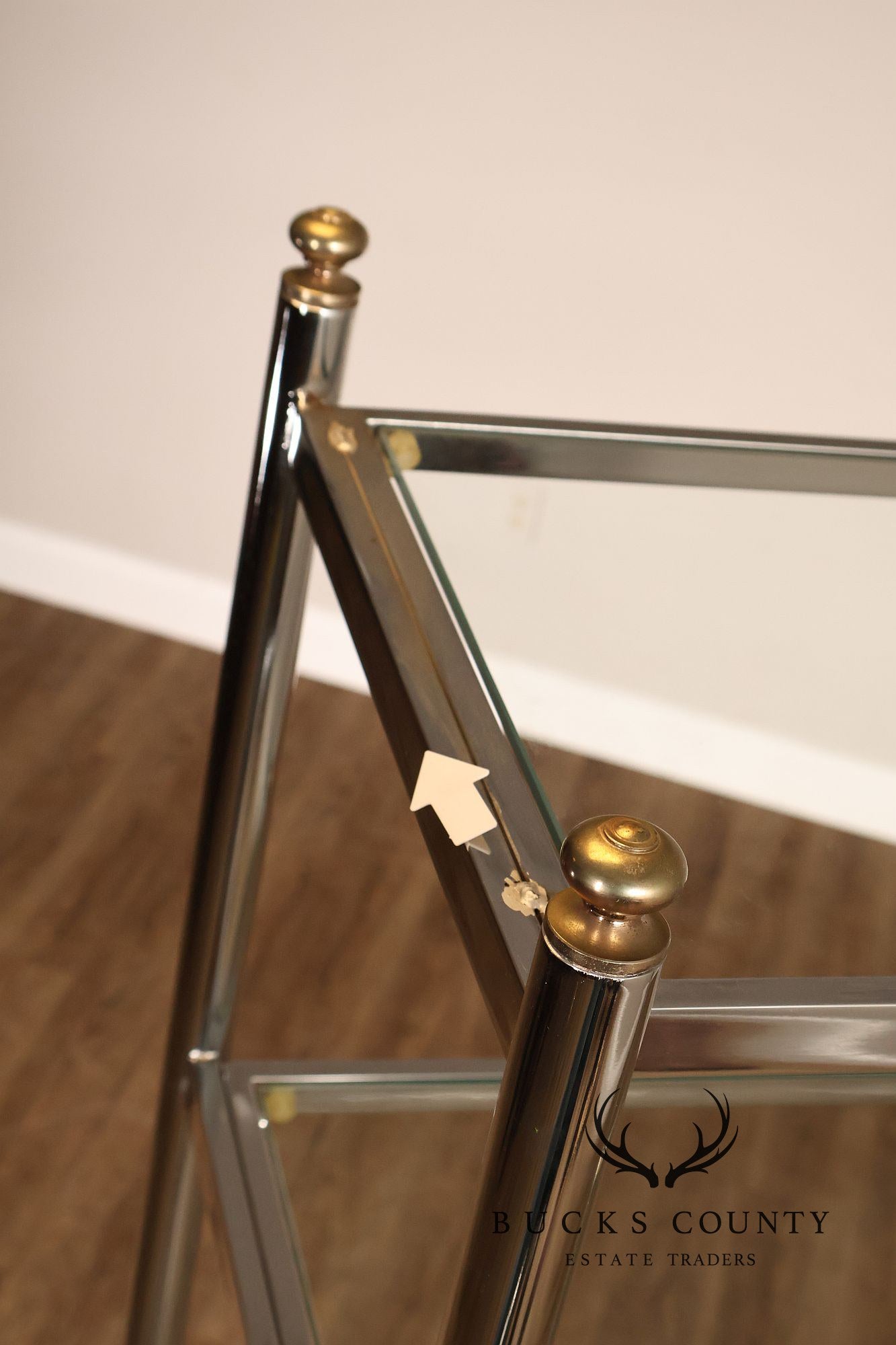 Italian Regency Style Chrome and Glass Etagere Shelf