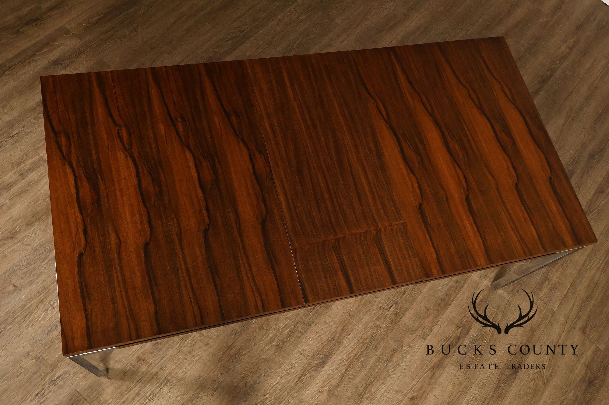 Mid Century Modern Expandable Rosewood and Chrome Dining Table