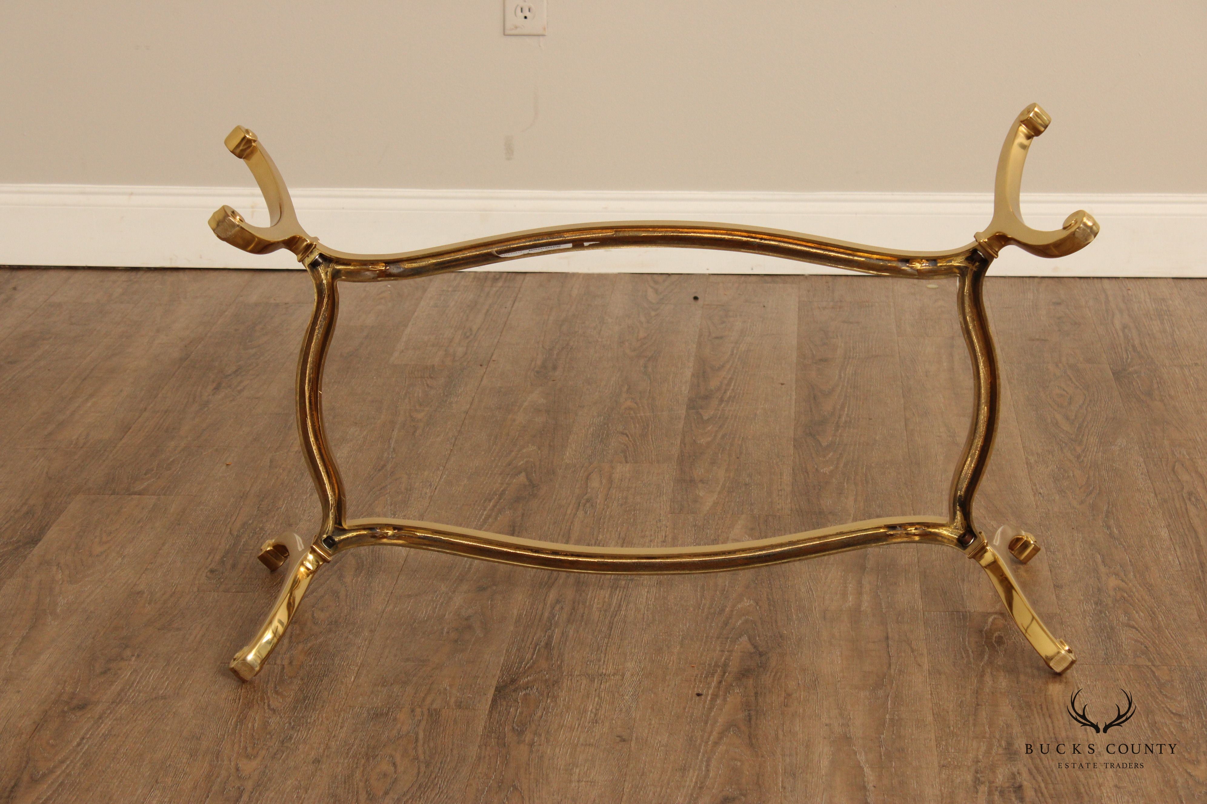 French Regency Style Glass Top Brass Coffee Table