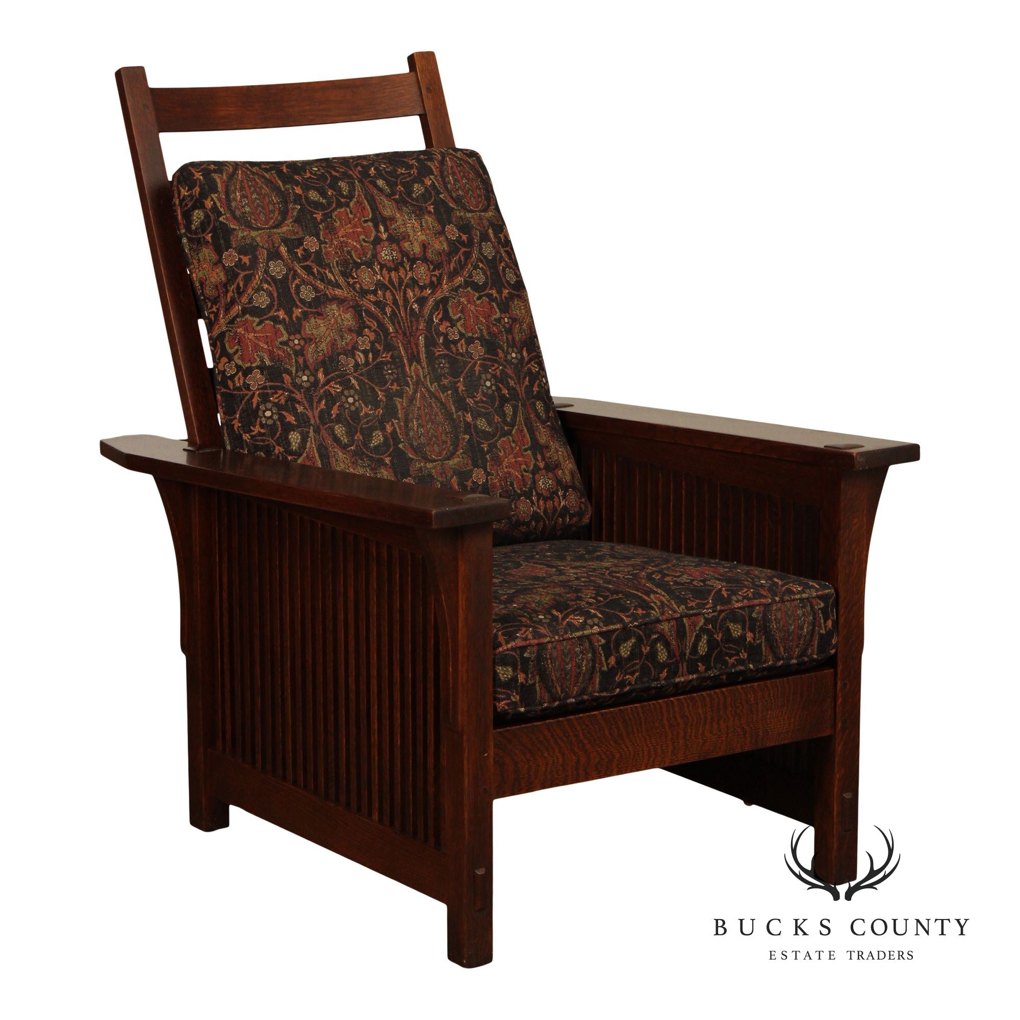 Stickley Mission Collection Oak Compact Spindle Morris Chair