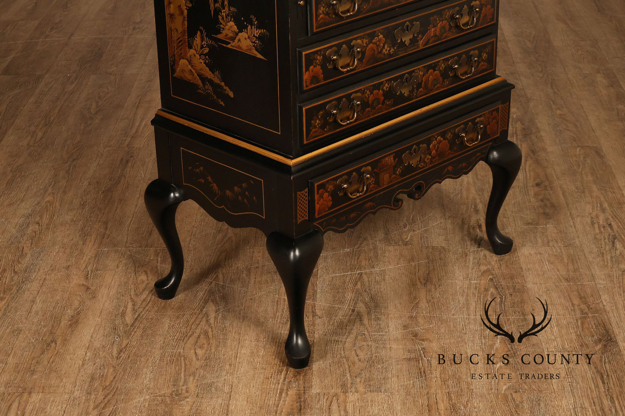 Queen Anne Style Chinoiserie Slant Front Writing Desk