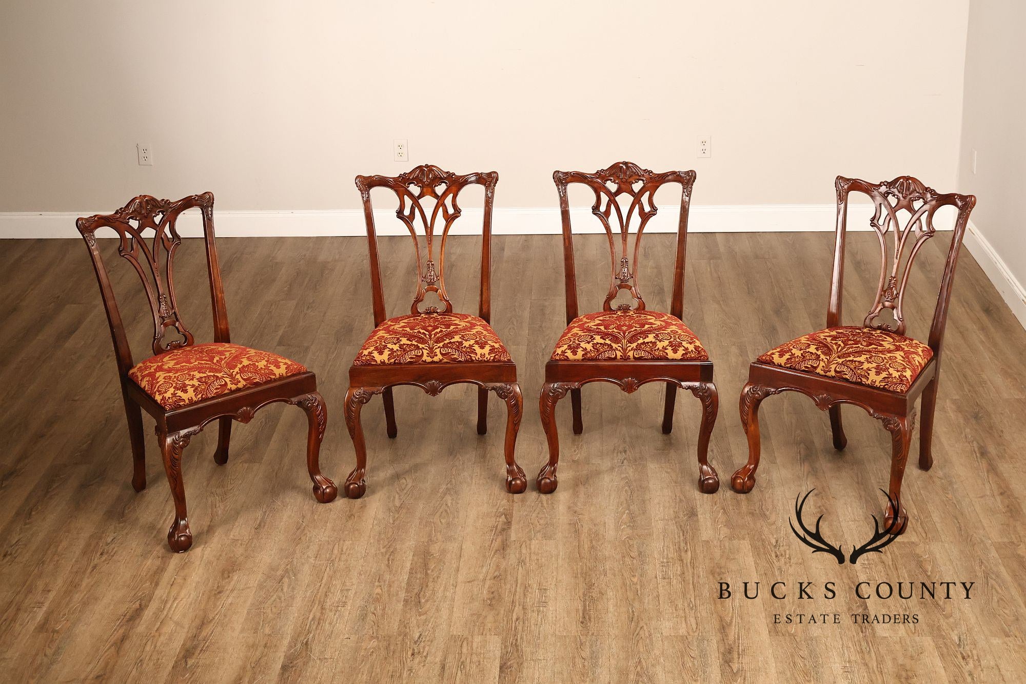Lexington Furniture Chippendale Style Mahogany Carved Set Of Four Dining Chairs
