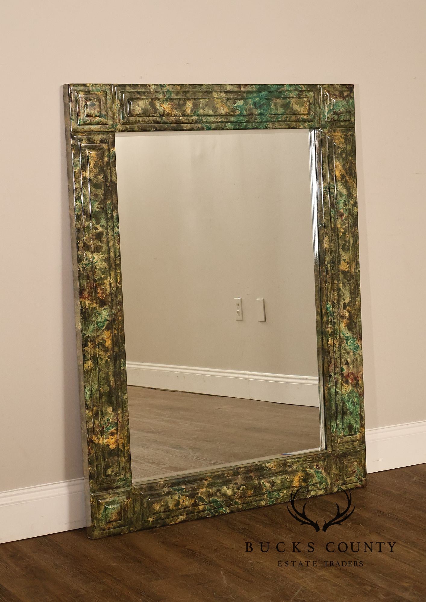 Faux Marble Geometric Framed Wall Mirror 47' x 36"