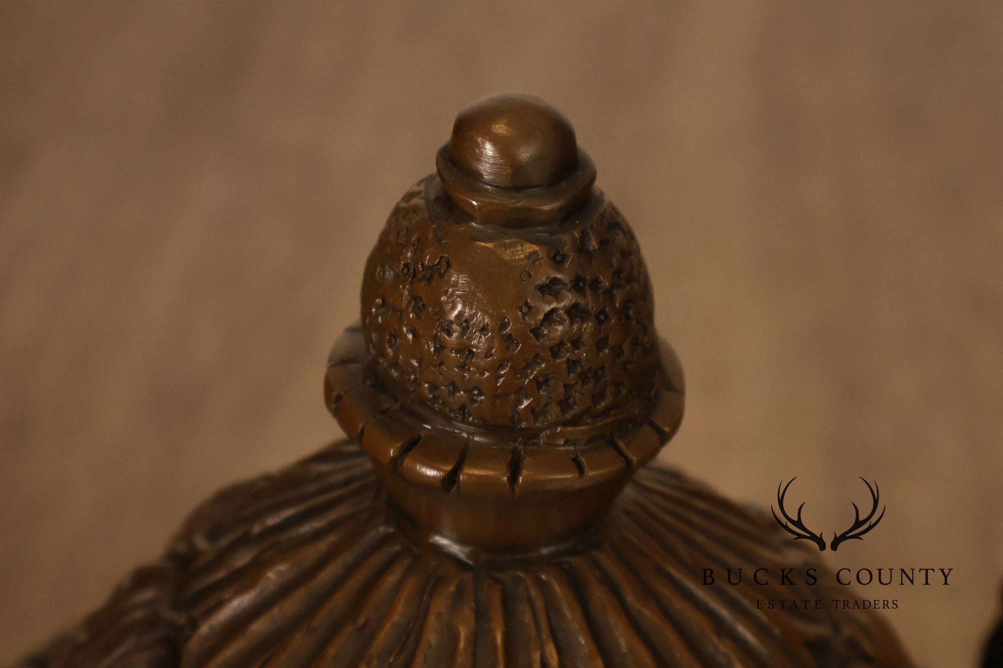 Neoclassical Style Large Pair Of Cast Bronze Covered Urns With Figural Relief
