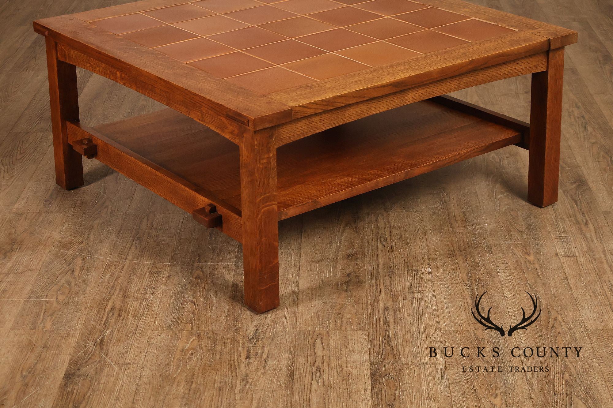 Stickley Mission Collection Oak Tile Top Coffee Table
