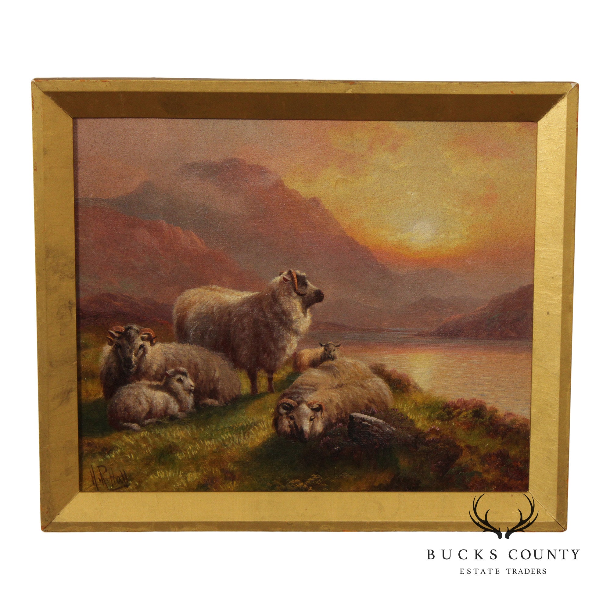 Henry Robinson Hall Landscape Oil Painting, 'Evening in the Highlands'