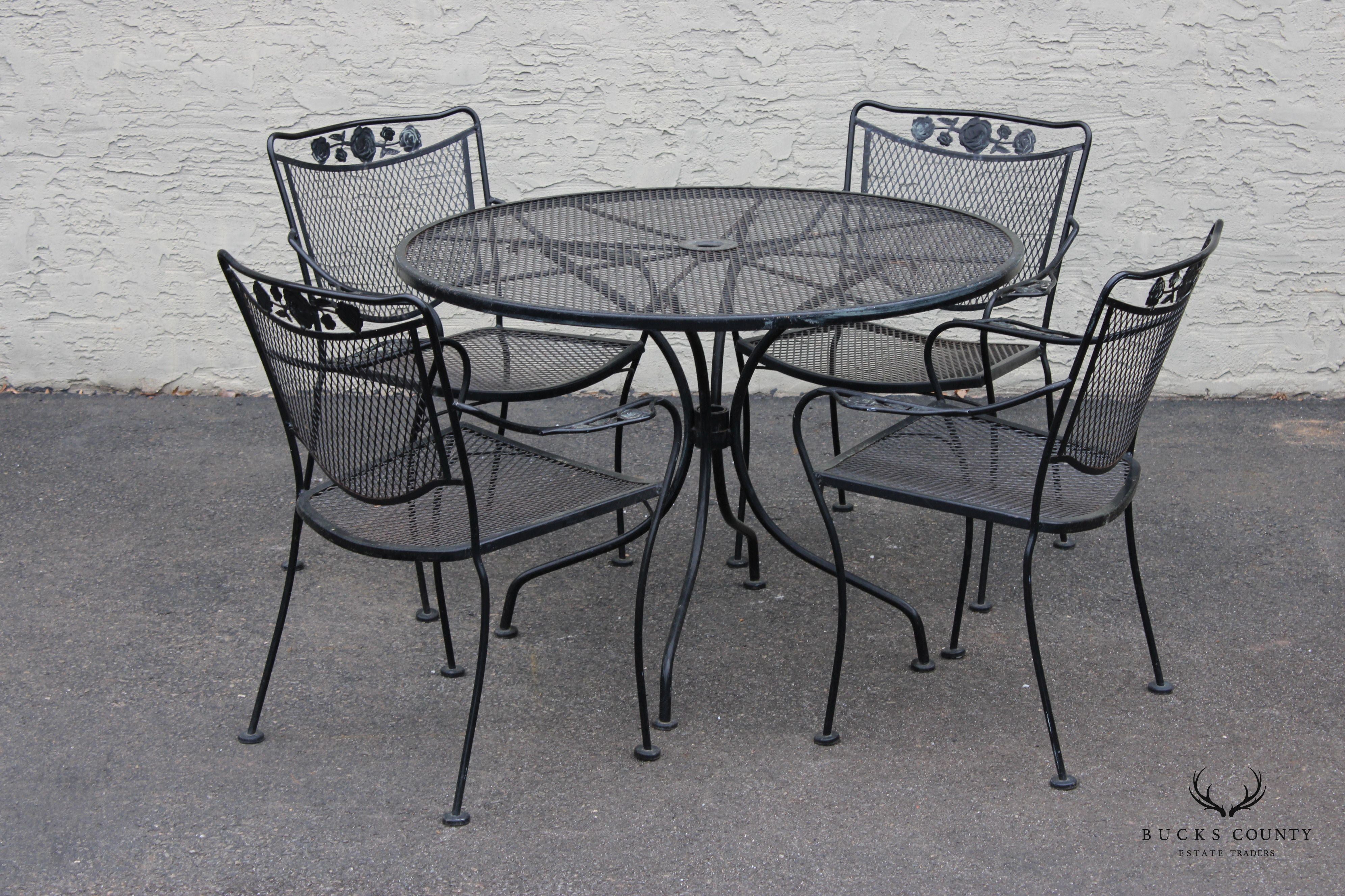 Vintage Wrought Iron Outdoor Patio Dining Set