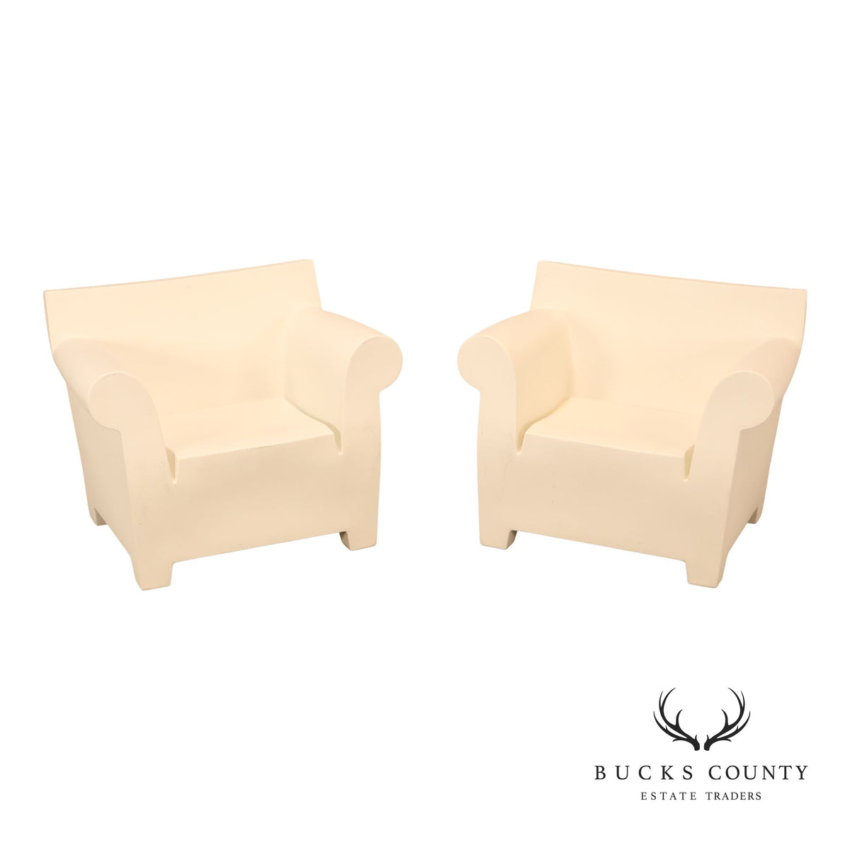 Kartell Philippe Starck Pair Of Bubble Club White Armchairs