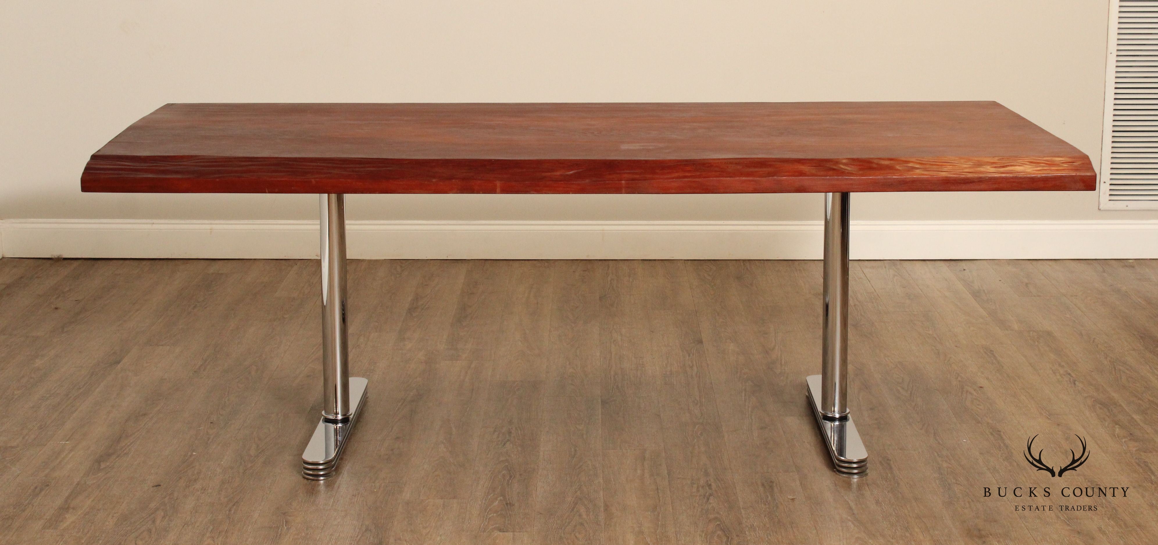 Mid Century Modern Live-Edge Slab Dining Table